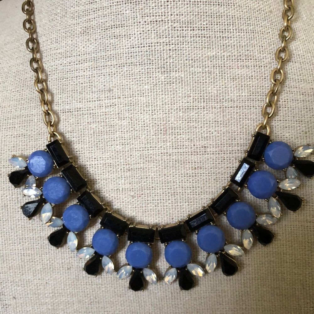 J. Crew Shades of Blue Crystal Statement Necklace